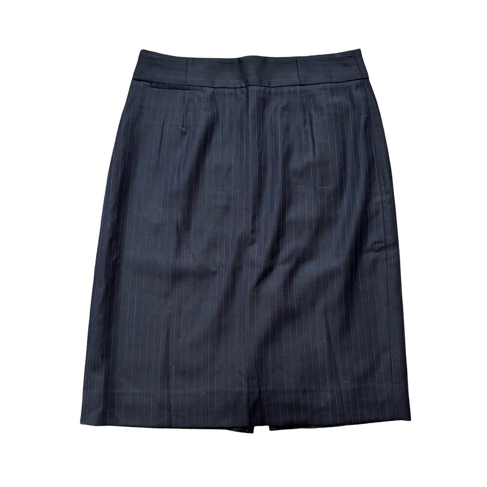 J.Crew 100% Wool Lined Pencil Skirt Navy Pinstripe Size 0